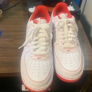 Red and white Nike Air Force 1